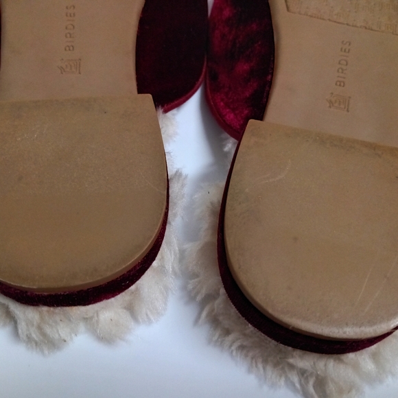 Birdies | The Phoebe Crushed Velvet Bow House Slippers in Burgundy Womens Size 6 - Picture 8 of 16